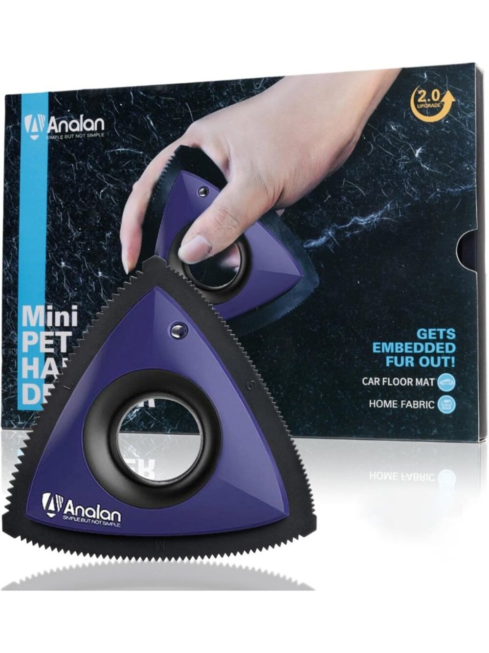 Mini Pet Hair Remover Tool for Car Detailing - Effective Dog Hair Cleaner (Blue)